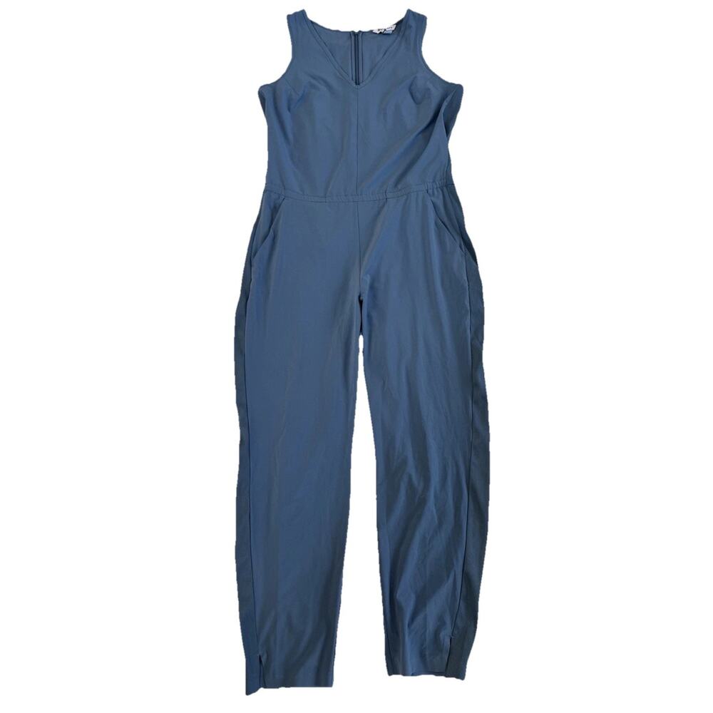 Athleta Blue Brooklyn Sleeveless Jumpsuit Round Neck Zip Pockets